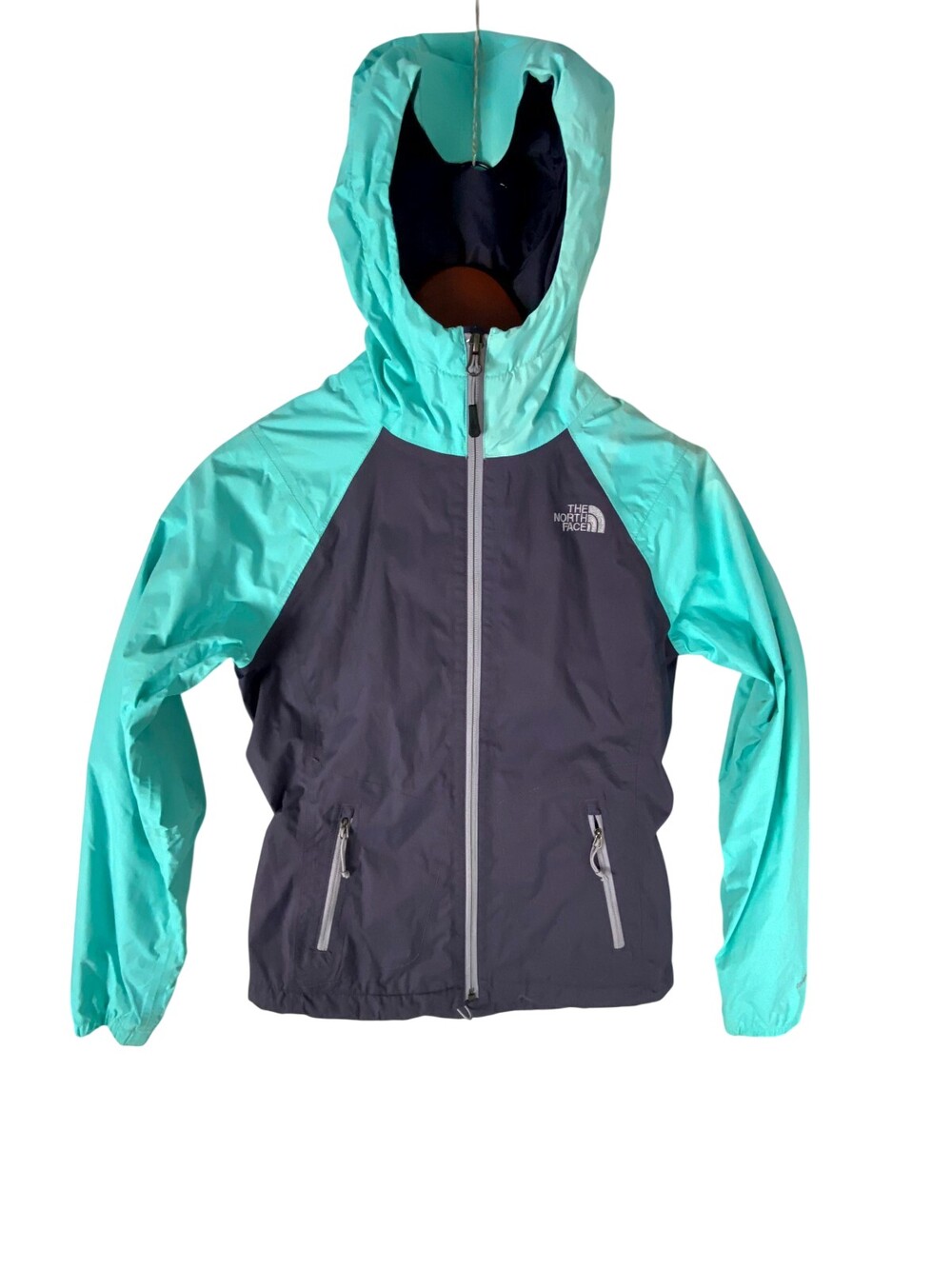 The North Face Allabout Windbreaker Hyvent Jacket Women's XS Gray Green Full-Zip